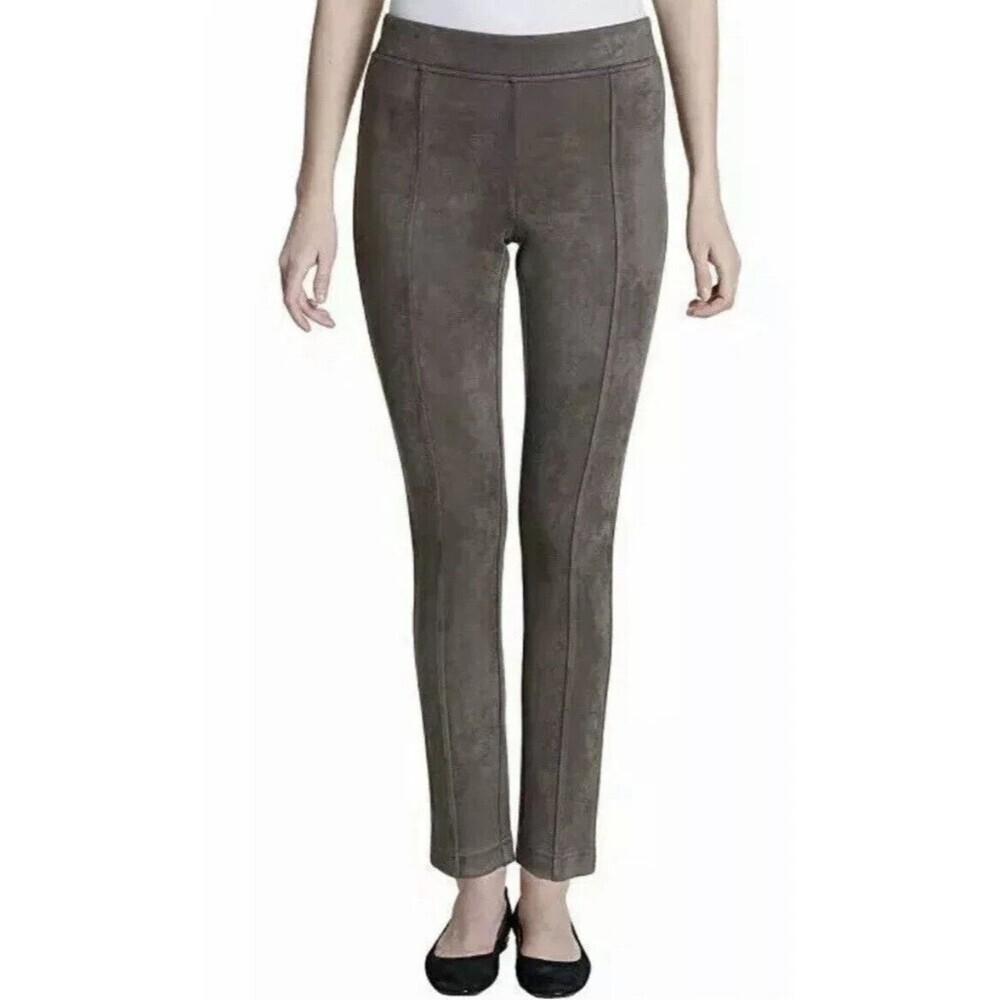 Andrew Marc Pants Womens Small Pull On Brown Taupe Soft Stretch Faux Suede